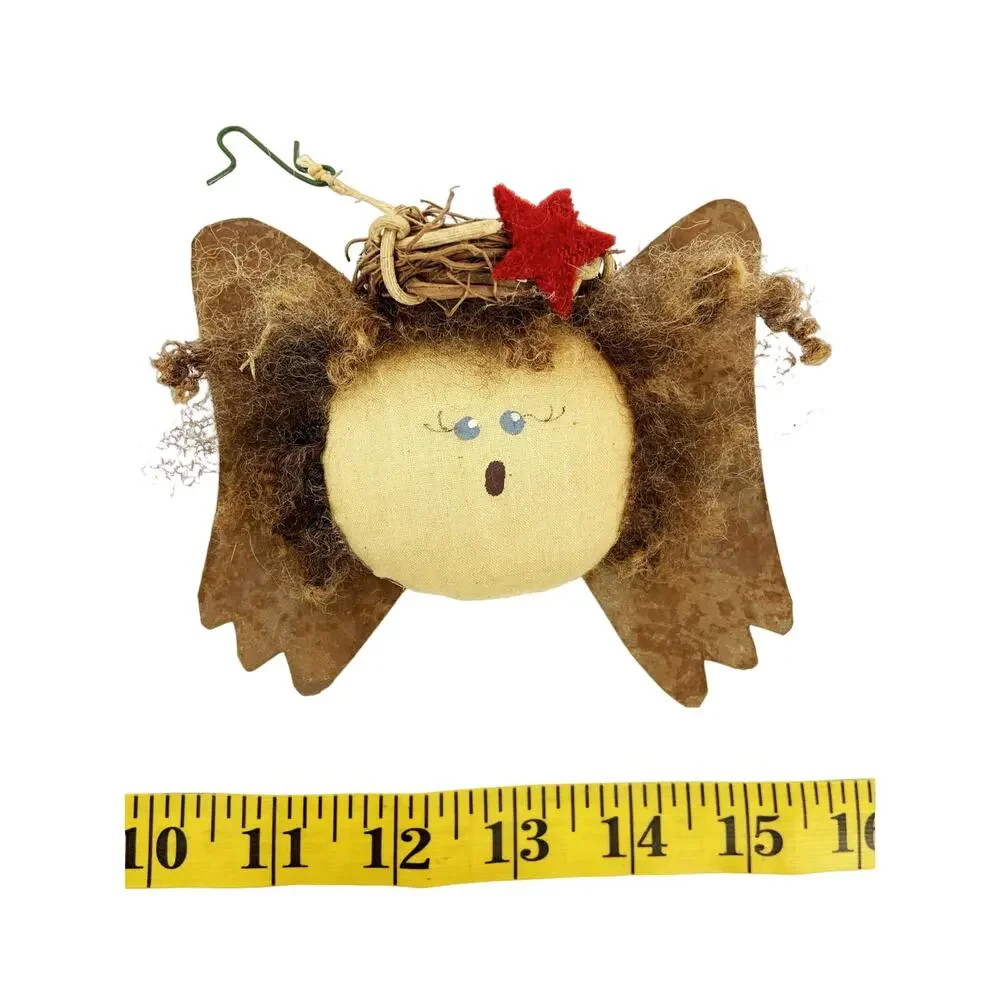 Lot of 4 Primitive Style Tree Ornaments Angels Bird